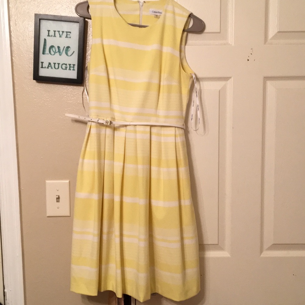 Yellow and White striped Dress